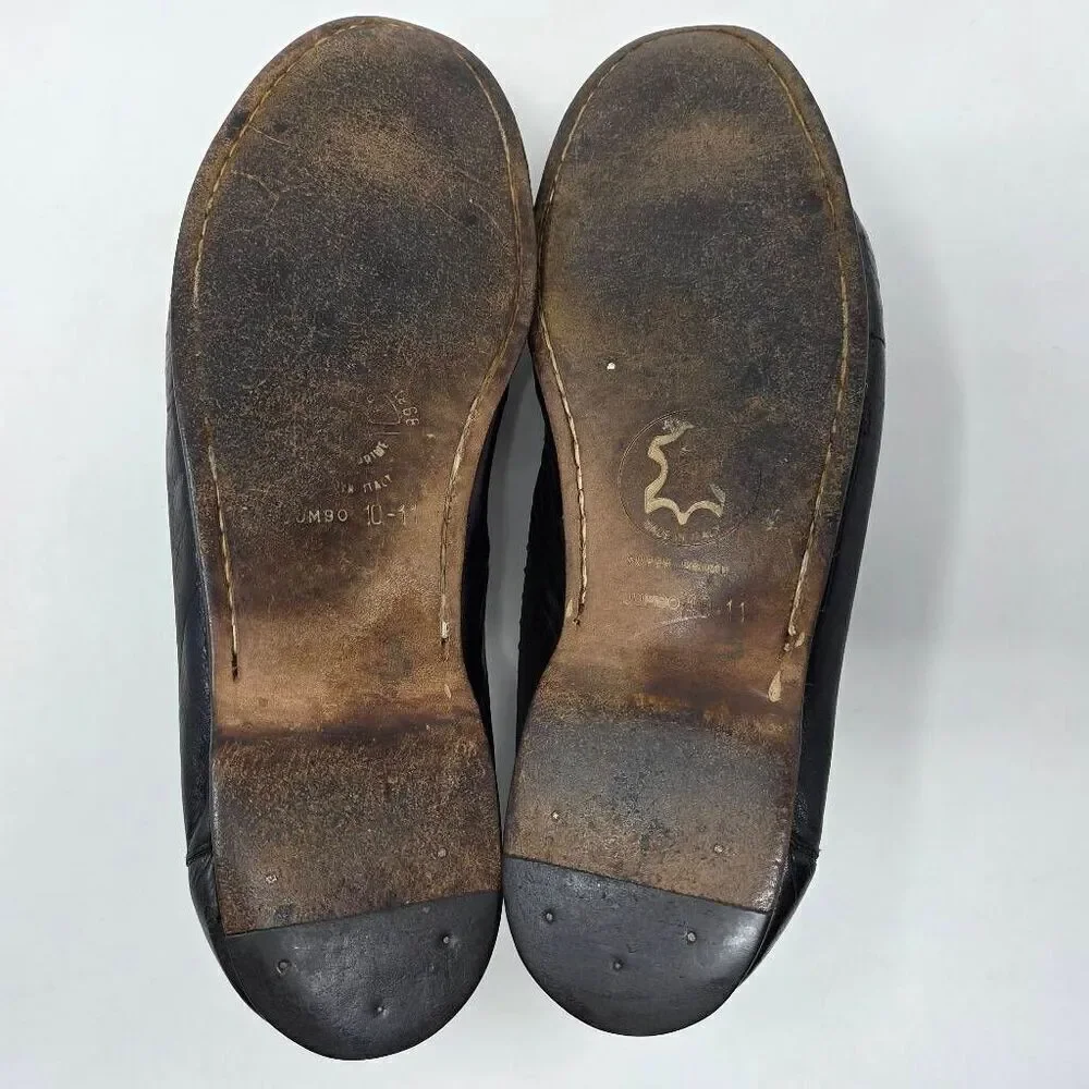 SANTONI RELAXED ITALY BLACK KILTIE TASSEL LOAFERS MOC TOE MENS SIZE 9.5 EE WIDE
